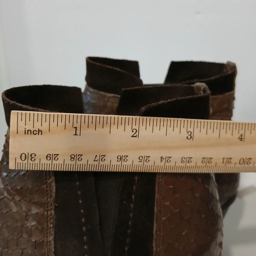 Sesto‎ Meucci Womens Sz 6M Brown Snakeskin Embossed Genuine Leather Ankle Boots
